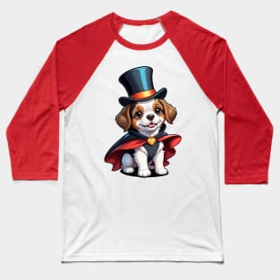 Cute Puppy Wearing a Top Hat and Cape Baseball T-Shirt